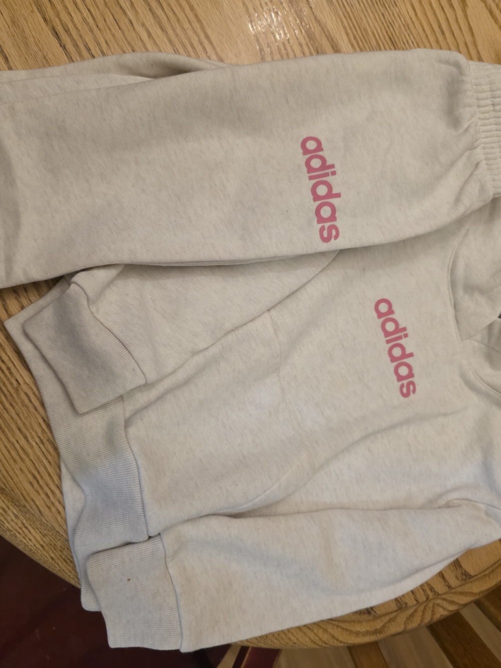 adidas Kids Cream Sweatpants with Pink Logo